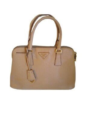 Prada Saffiano Lux Promenade Top Handle Satchel Bag in Cameo B…